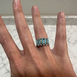 Elegant Silver and Blue Women's Ring